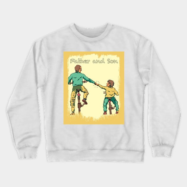 Father and Son Bike Partners Crewneck Sweatshirt by Jay's Design